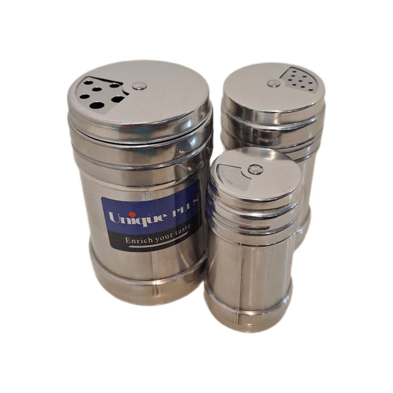 نمک و ادویه پاش استیل 3 عددی یونیک پلاس