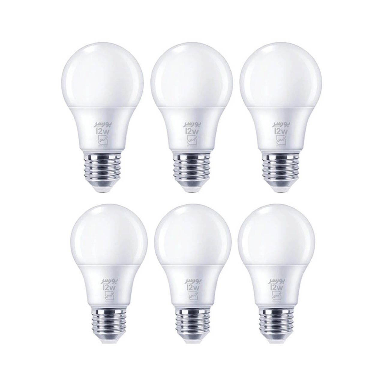 لامپ LED حبابی 12 وات بورسر مدل A65 پایه E27 پک 6 عددی