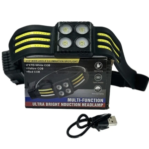 چراغ پیشانی سنسوردار ژله ای 4 لامپه COB مدل XTE