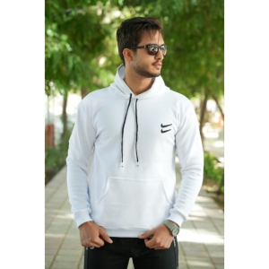 هودی اسپرت بیسیک سه نخ داخل کرکی رنگ سفید 