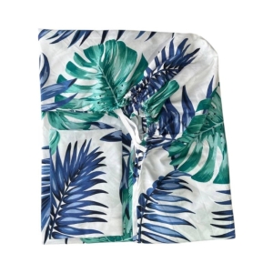 روتختی کش‌دار اسپرت مدل تروپیکال | تک‌نفره طرح برگ انجیری سبز و آبی