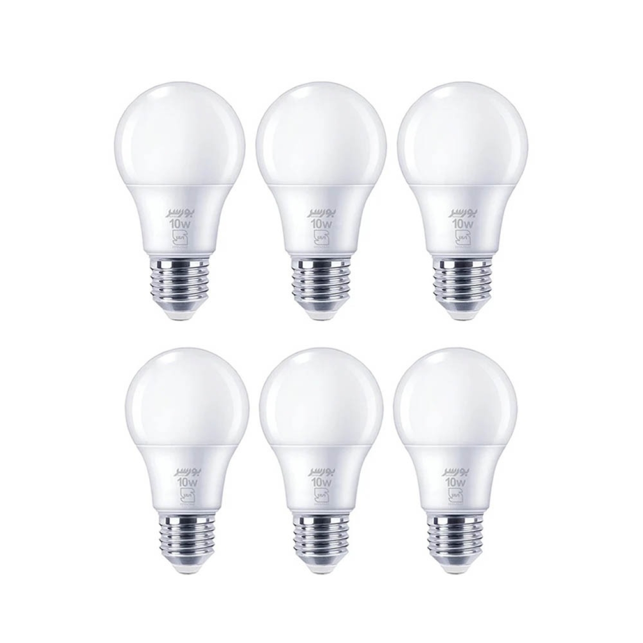 لامپ LED حبابی 10 وات بورسر مدل A60 پایه E27 پک 6 عددی