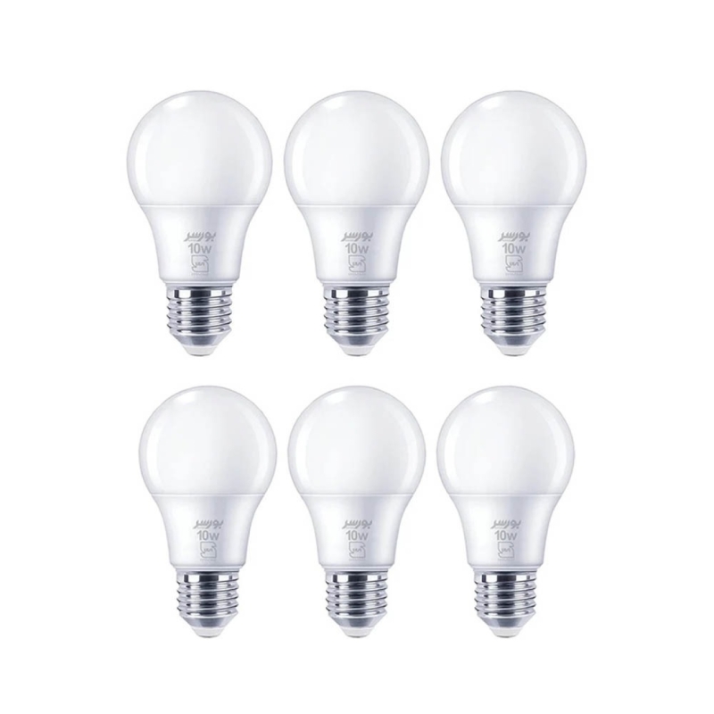 لامپ LED حبابی 10 وات بورسر مدل A60 پایه E27 پک 6 عددی