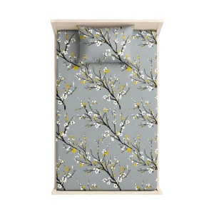 روتختی کشدار تک نفره طرح شکوفه بهاری | ست ملحفه کشدار با روبالشی طرح گلدار