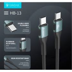 کابل شارژ سلبریت PD 60w دو سر تایپ سی مدل Celebrat HB-13