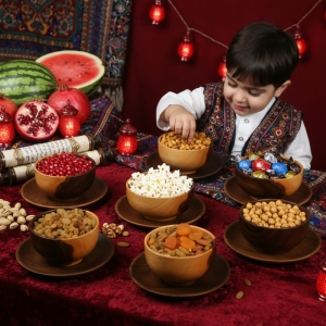 ست کاسه بشقاب آجیل خوری 12 پارچه چوبی