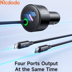  شارژر فندکی فست شارژ ماشین تایپ سی، لایتنینگ و یو اس بی 120 وات مک دودو مدل CC-037 