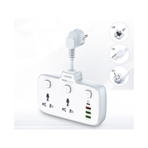  چند راهی برق دو سوکت و چهار پورت شارژ گوشی موبایل الدنیو مدل LDNIO SC2413 Universal Power Strip 