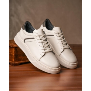 کفش مردانه چرم نعمتی اسپرت مدل vn بندی سفید  