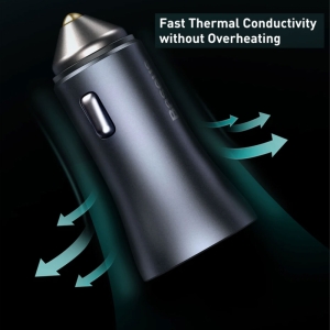  شارژر فندکی فست شارژ ماشین تایپ‌سی 40 وات بیسوس TZCCJD-B0G با کابل تایپ‌سی به لایتنینگ 