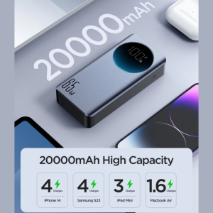  پاوربانک 20000 میلی‌آمپر Type-C و USB فست شارژ 65 وات جویروم مدل JR-PBF04 