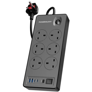  چند راهی و محافظ برق 2990 وات 6 سوکت، 2*USB و 2*type-c پاورولوژی مدل PWC046 