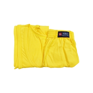 ست شورت و زیرپوش بدون آستین یقه گرد مردانه نیکو کد SL-1954 رنگ زرد