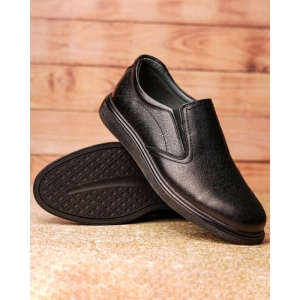 کفش مردانه چرم نعمتی روزمره مدل اواس کشی مشکی 