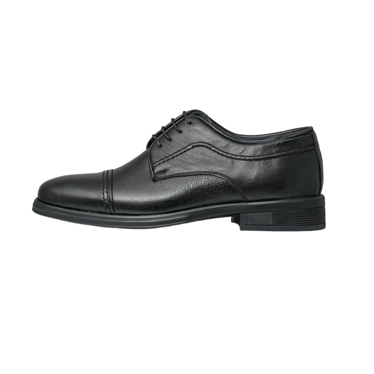 کفش مردانه چرم نعمتی رسمی مدل برت زیگزالی بندی مشکی 