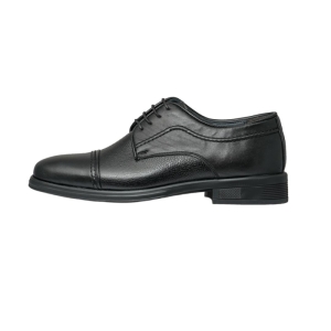 کفش مردانه چرم نعمتی رسمی مدل برت زیگزالی بندی مشکی 