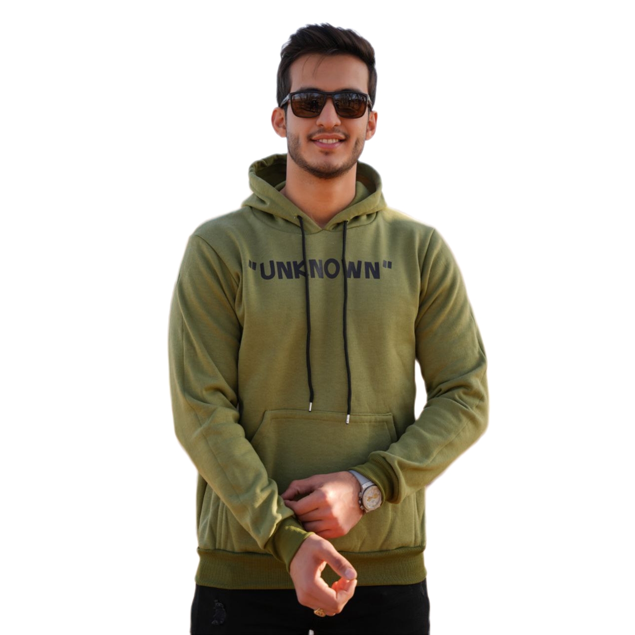 هودی مردانه پشت چاپ TIME داخل کرکی رنگ سبز