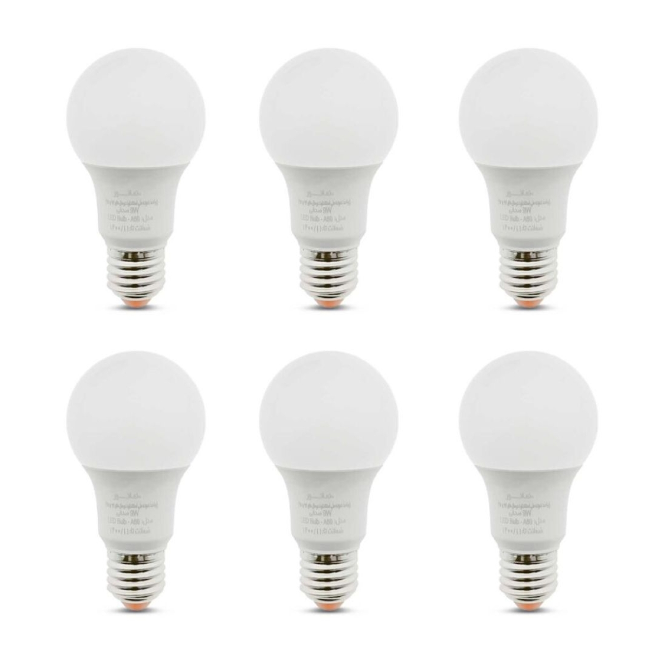 لامپ ال ای دی حبابی 9 وات نمانور مدل A60 پایه E27 مجوعه 6 عددی