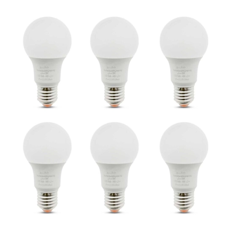 لامپ ال ای دی حبابی 9 وات نمانور مدل A60 پایه E27 مجوعه 6 عددی