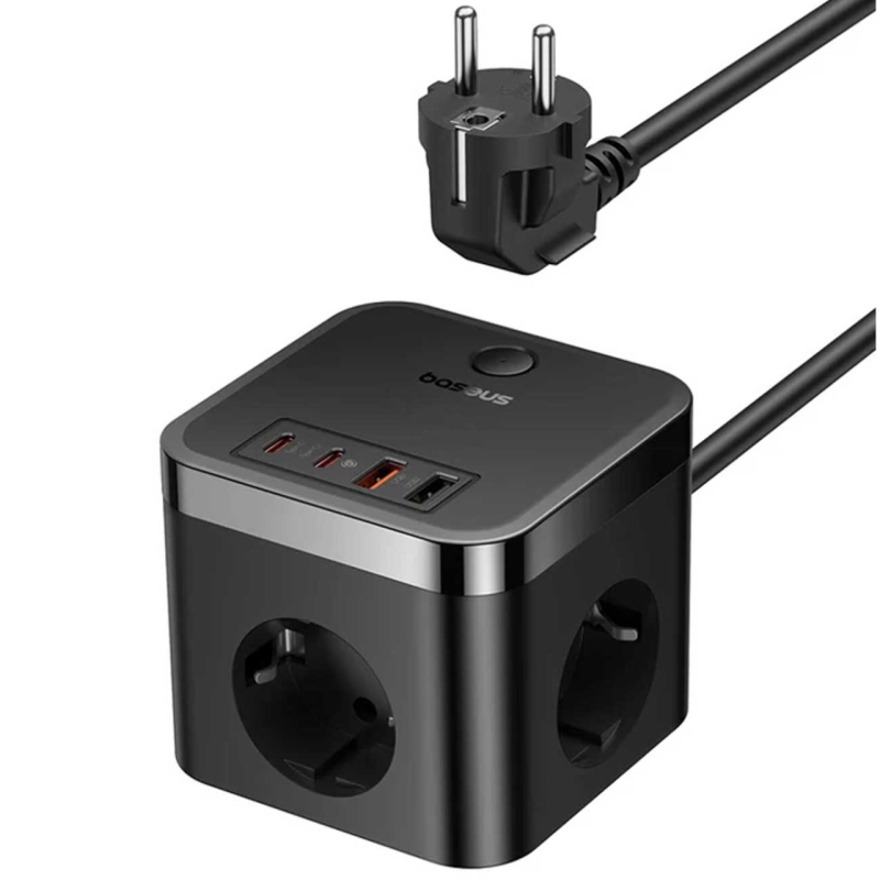  چندراهی و محافظ برق سه 4000 وات سوکت و هاب شارژ 2 یو‌اس‌بی و 2 تایپ‌سی 30 وات بیسوس مدل BPS30-3E E00066400117 