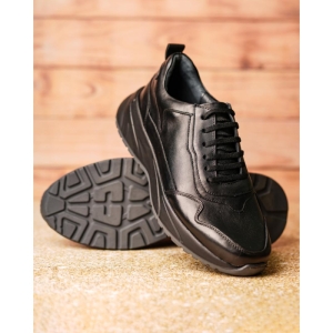 کفش مردانه چرم نعمتی اسپرت مدل ویکتور بندی مشکی  زیره مشکی