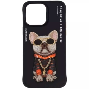  قاب محافظ گوشی آیفون 16 طرح سگ گلدوزی شده نیمی Embroidery 