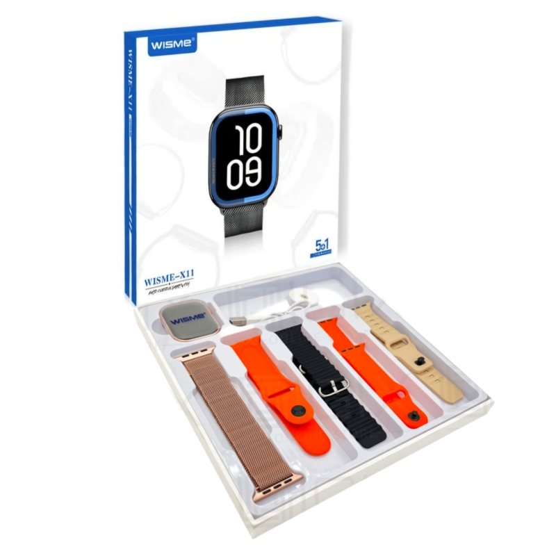 ساعت هوشمند سری ۱۰ ویسمی مدل WISME-X11 با 5 بند فلزی و سیلیکونی