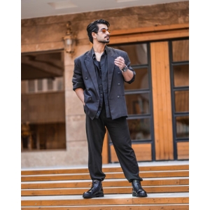 پوتین مردانه چرم نعمتی اسپرت مدل hogo بندی زیپی مشکی