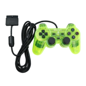 دسته بازی شوک دار پلی استیشن 2 PS2 مدل شیشه ای سبز