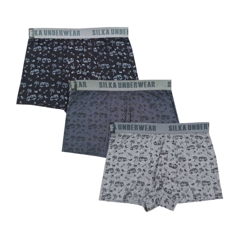 شورت نیم پا مردانه سیلکا طرح فولکس کد MNT-1988 مجموعه 3 عددی