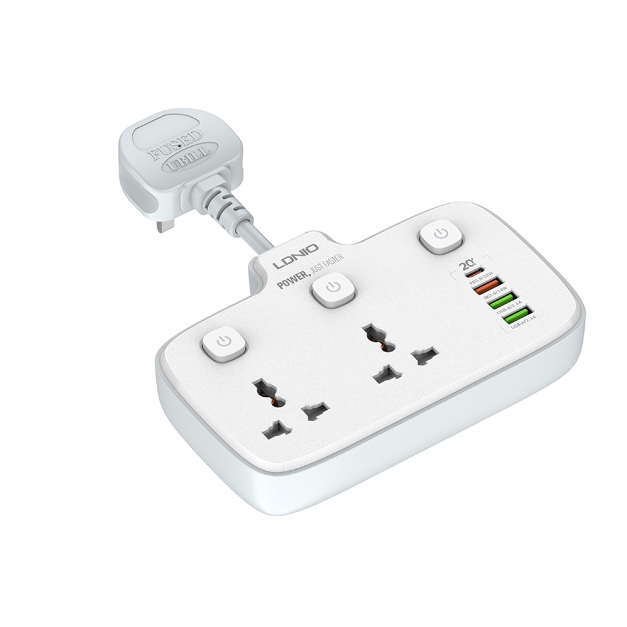  چند راهی برق دو سوکت و چهار پورت شارژ گوشی موبایل الدنیو مدل LDNIO SC2413 Universal Power Strip 