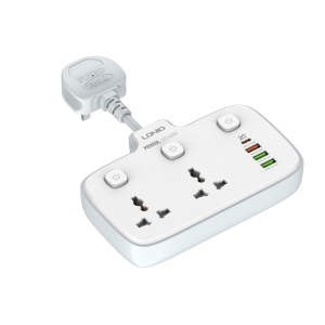  چند راهی برق دو سوکت و چهار پورت شارژ گوشی موبایل الدنیو مدل LDNIO SC2413 Universal Power Strip 