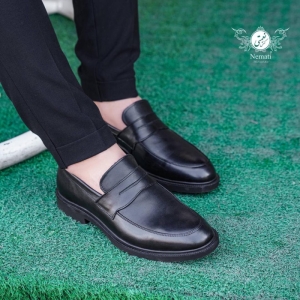 کفش مردانه چرم نعمتی رسمی مدل 1003 بدون بند اداری مشکی 