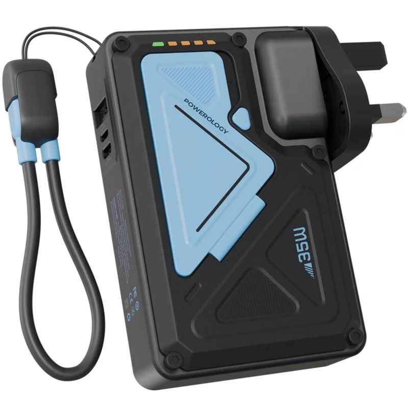  پاوربانک 10000 وایرلس و شارژر دیواری Type-C، USB و لایتنینگ فست شارژ 35 وات پاورولوژی مدل PPBCHA80 