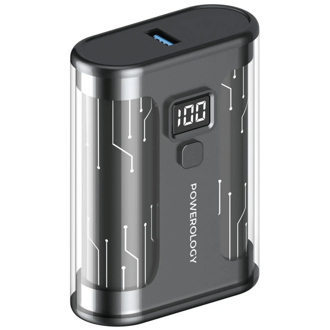  پاوربانک یو اس بی و تایپ سی 20وات فست شارژ 10000 طرح شفاف پاورولوژی مدل PPBCHA24 