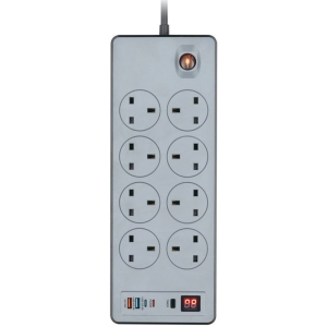  چند راهی برق 8 سوکت 2990 وات، دو USB و دو تایپ‌سی پاورولوژی مدل PWCUQC047BK 