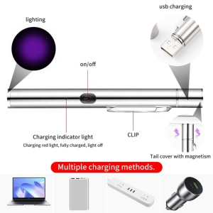 چراغ قوه شارژی کوچک گیرهدار اسمایلینگ شارک مدل SmilingShark 9188 با نور بنفش UV