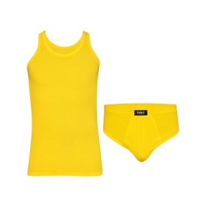 ست شورت و زیرپوش بدون آستین یقه گرد مردانه نیکو کد SL-1954 رنگ زرد