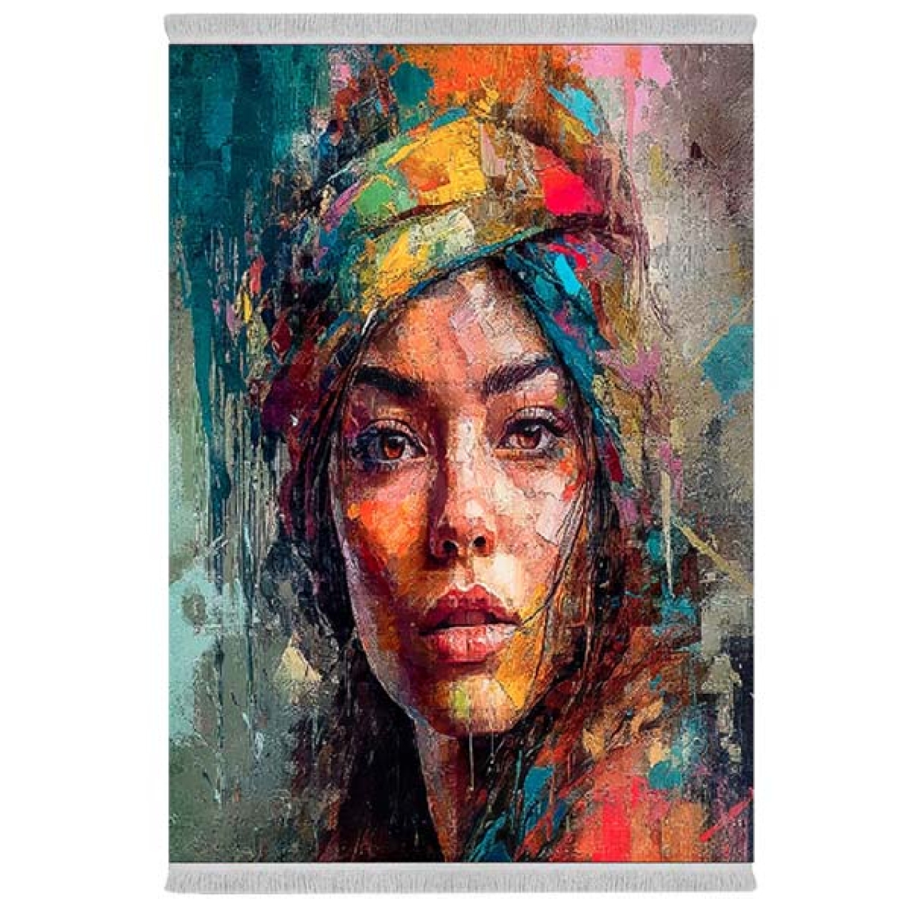 فرش پارچهای دفه مدل فرشینه شانل مخمل طرح فانتزی کد 7163