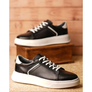 کفش مردانه چرم نعمتی اسپرت مدل vn بندی مشکی 