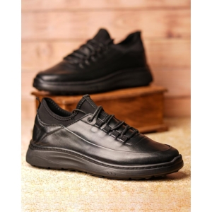 کفش مردانه چرم نعمتی اسپرت مدل pavel بندی جورابی مشکی 