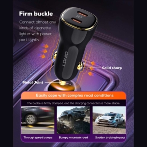  شارژر فندکی فست شارژ ماشین تایپ‌سی 60 وات الدنیو مدل C104 همراه با کابل شارژ 