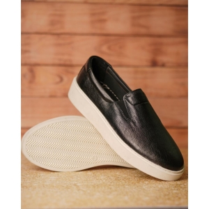 کفش مردانه چرم نعمتی اسپرت مدل palas کشی مشکی زیره سفید