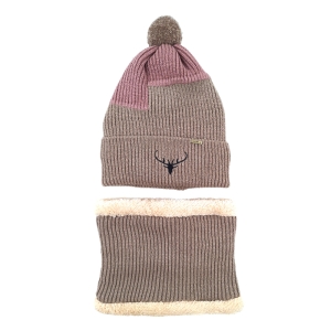 ست کلاه و شال گردن بافتنی سیلکا مدل گوزن کد 2075