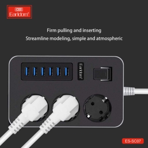  چندراهی برق ارت‌دار 3 سوکت و 6 پورت یو‌اس‌بی 3000 وات ارلدام مدل SC07 