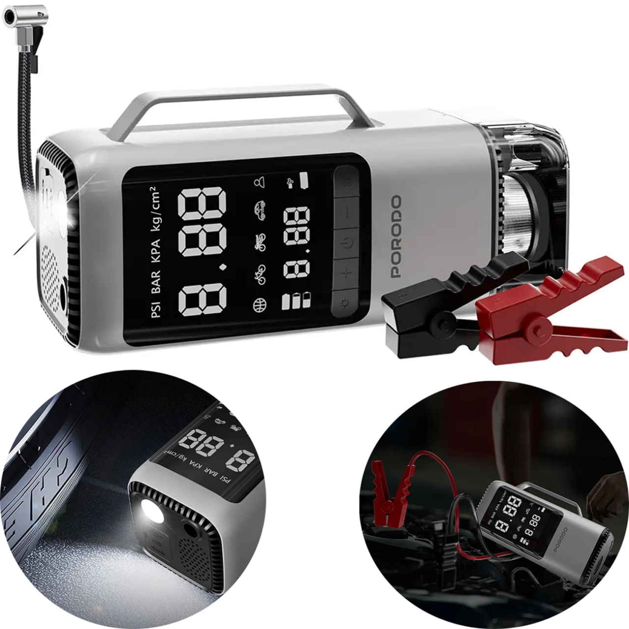  جامپ استارتر و پاوربانک 6 کاره پورودو مدل Porodo PDPBFCH091BKGR 