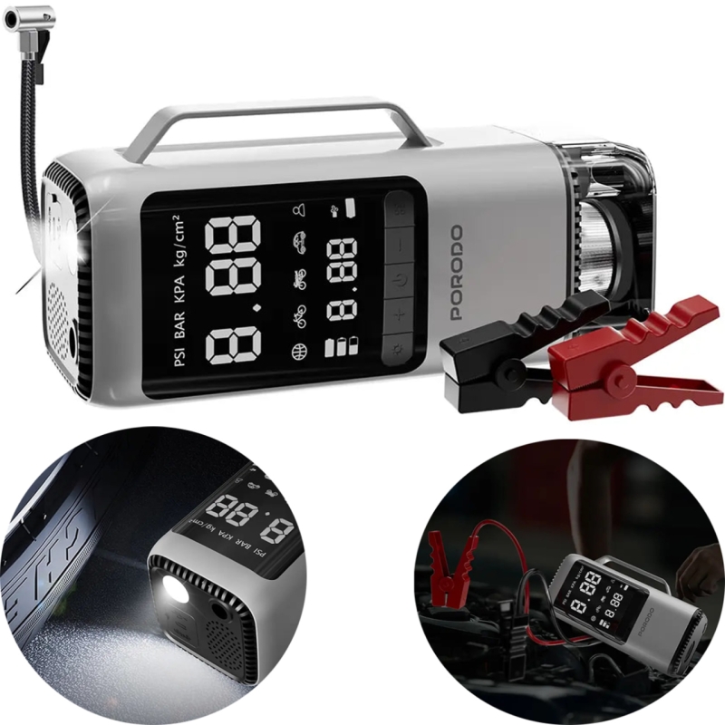  جامپ استارتر و پاوربانک 6 کاره پورودو مدل Porodo PDPBFCH091BKGR 