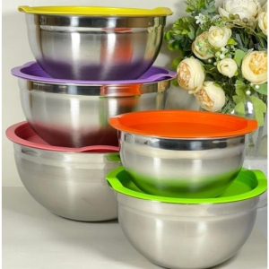 لگن آشپزخانه درب رنگی یونیک مجموعه 5 عددی