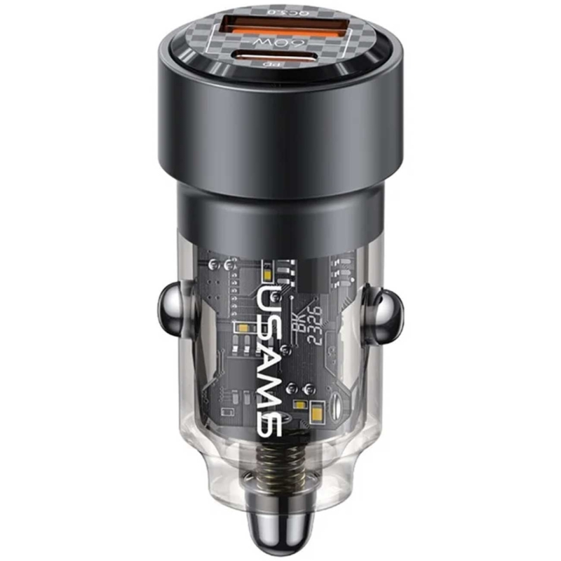  شارژر فندکی فست شارژ ماشین تایپ سی 60 وات طرح شفاف یوسامز مدل US-CC208 C39 