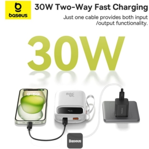  پاوربانک 10000 میلی‌آمپر USB و تایپ‌سی 30 وات بیسوس مدل Qpow 2 PPQD4-10C 